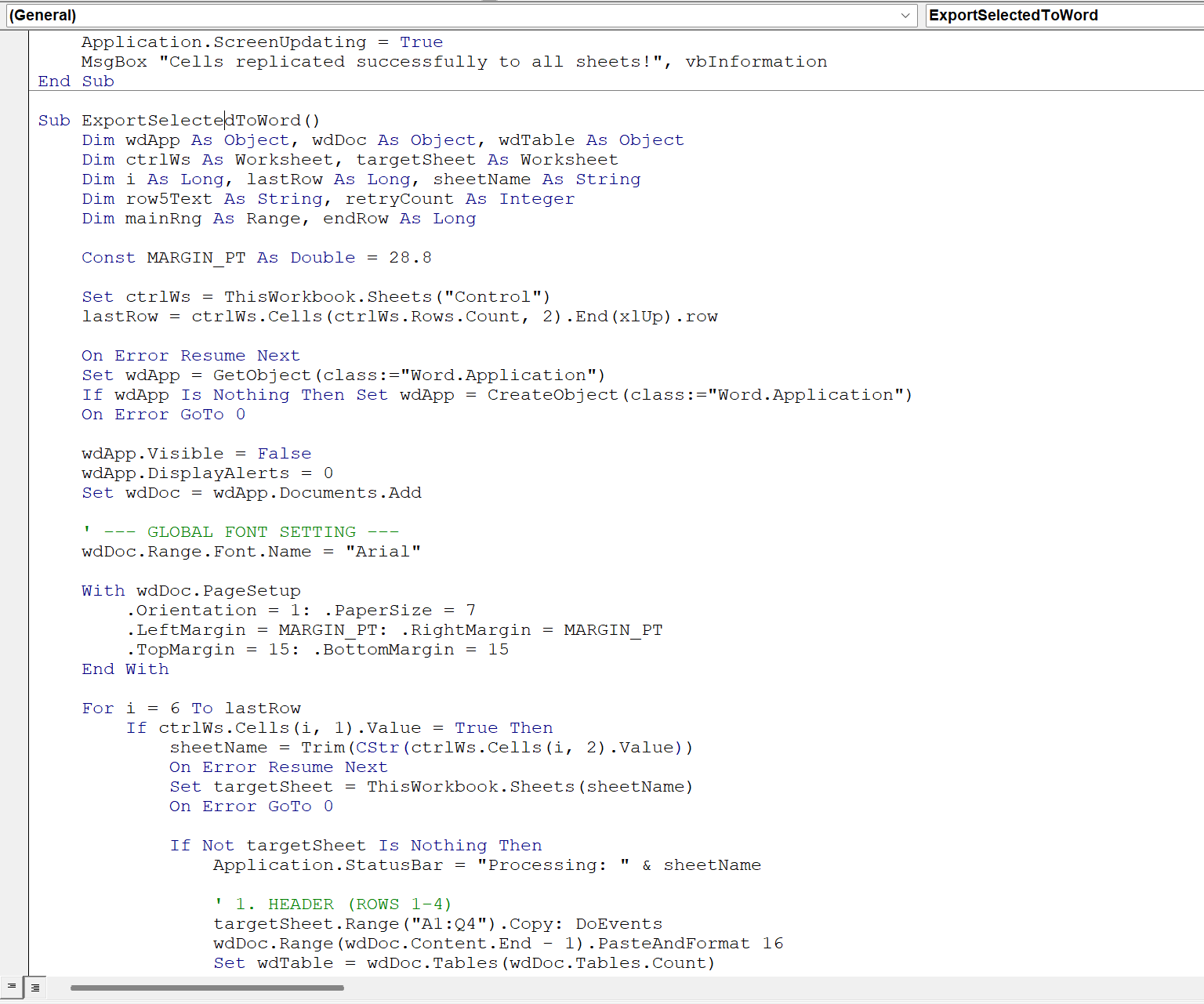 VBA Export to Word Script