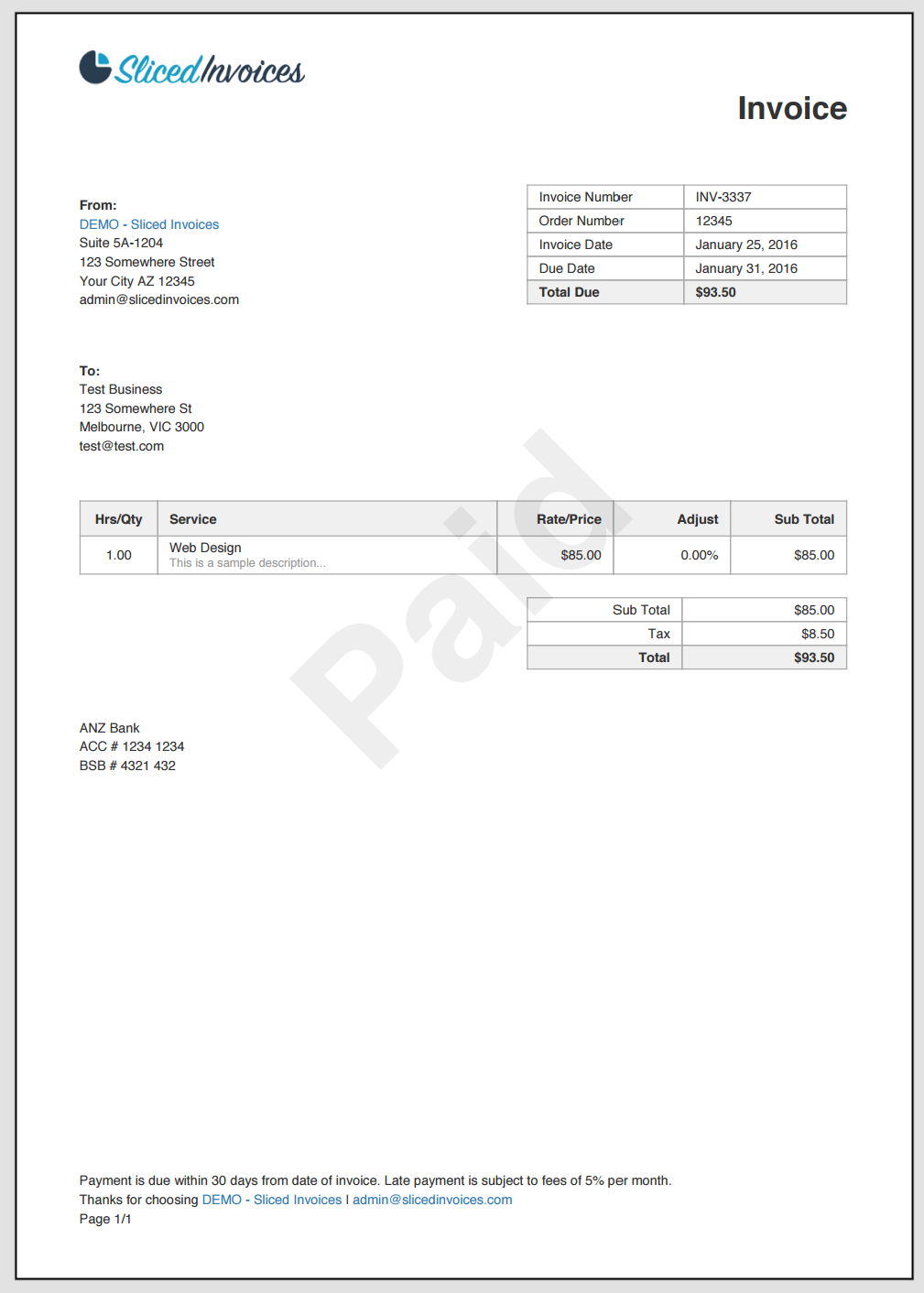 Sample PDF Invoice